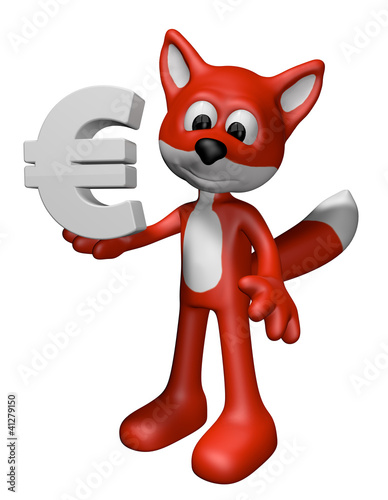 Illustration: fuchs hält eurosymbol fuchs hält eurosymbol