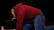 Depressed girl laying on the ground