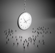 Tiny people walking to a big clock
