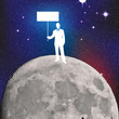 businessman on the moon