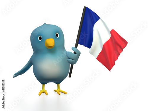 Illustration: Blue bird ("Bluebert") with the flag of france Blue bird ("Bluebert") with the flag of france