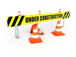 Under construction barrier with cones 3d render