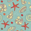 Vektor: seamless pattern with shells and starfish seamless pattern with shells and starfish