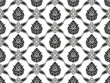 Seamless damask floral black-and-white vector texture