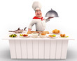 Chef cooking nonveg on the table
