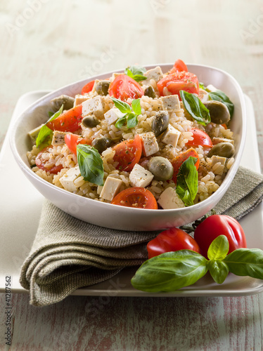 Photo: vegetarian rice salad with tofu and brown rice vegetarian rice salad with tofu and brown rice