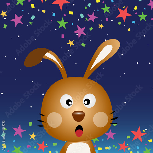 Vektor: Cute rabbit in the night sky Cute rabbit in the night sky