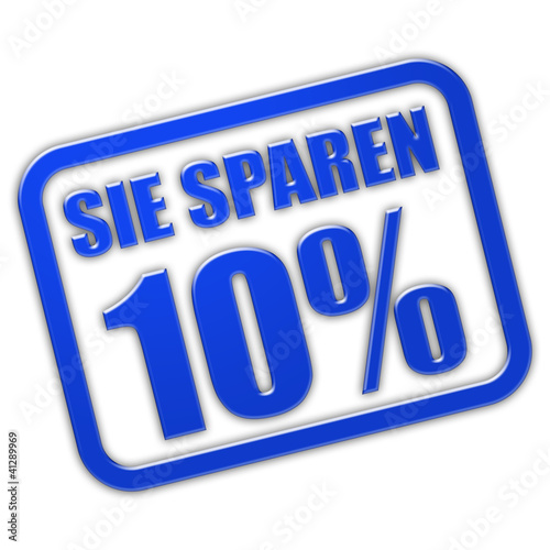 Illustration: Stempel blau glas SIE SPAREN 10% Stempel blau glas SIE SPAREN 10%