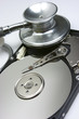 Fonendoscopio, disco duro, reparar, virus informático