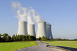 Picturesque nature landscape with nuclear power plant.