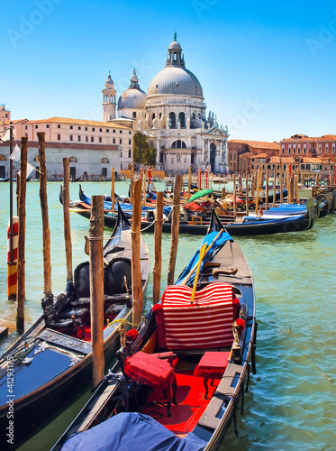 Photo: Gondolas with Santa Maria della Salute in Venice, Italy Gondolas with Santa Maria della Salute in Venice, Italy