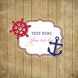 Vintage scrap nautical card with frame, anchor and wheel Vintage scrap nautical card with frame, anchor and wheel