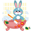 Hare showering in bath , vector .