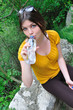 beautiful woman in nature drinking water beautiful woman in nature drinking water