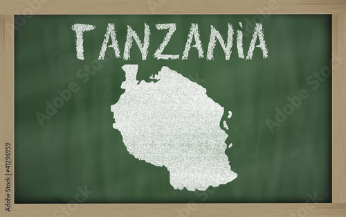 Photo: outline map of tanzania on blackboard outline map of tanzania on blackboard