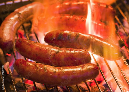 Photo: Grilling bratwursts Grilling bratwursts