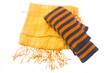 Yellow scarf and striped leggings