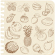 Set of Doodle Fruits - for scrapbook or design - hand drawn