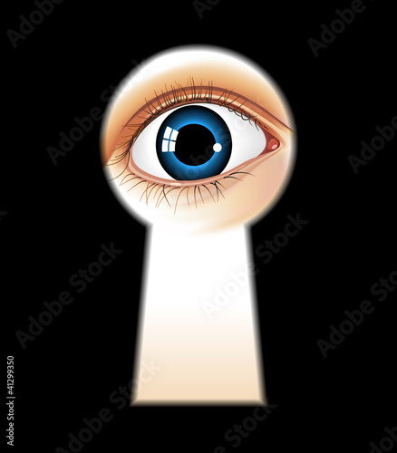 Vector: eye to the keyhole. eye to the keyhole.