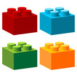 Vektor: Bricks with different colors isolated over white Bricks with different colors isolated over white