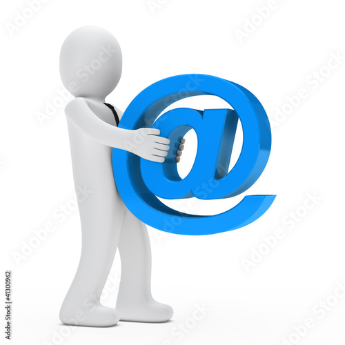 Illustration: businessman carries big email sign businessman carries big email sign