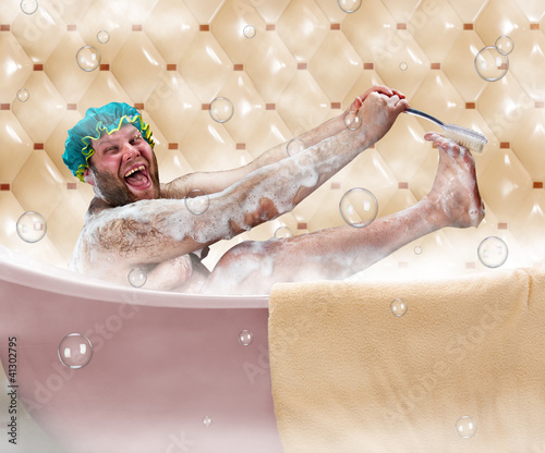 Photo: Ugly man in bath Ugly man in bath