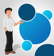 Blue template with cartoon man. Presentation screen.