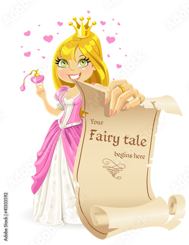 Vector: Sweetheart Princess with banners - your fairy tale begins here Sweetheart Princess with banners - your fairy tale begins here