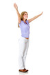 Happy woman with arms up