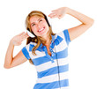 Woman excited about music Woman excited about music