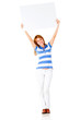 Woman holding a banner