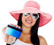 Woman paying holidays by card