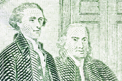 Photo: Thomas Jefferson and Benjamin Franklin Macro Close Up US Two Dol Thomas Jefferson and Benjamin Franklin Macro Close Up US Two Dol