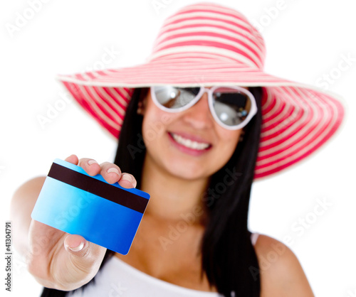 Foto: Woman paying holidays by card Woman paying holidays by card