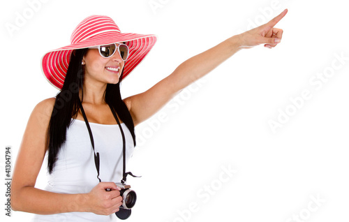 Foto: Female tourist pointing Female tourist pointing