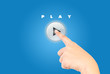 Hand pushing Play Icon. Hand pushing Play Icon.