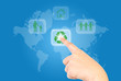 Hand pushing Recycle icon. Hand pushing Recycle icon.