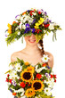 Girl - a bouquet of wildflowers