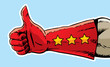 Superhero hand giving the thumbs up