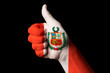 peru national flag thumb up gesture for excellence and achieveme
