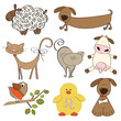 illustration of isolated farm animals set on white background