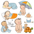 baby boy set isolated on white background
