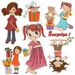 cute girls collection isolatedon white background