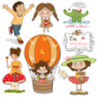 very happy people, items set in vector format