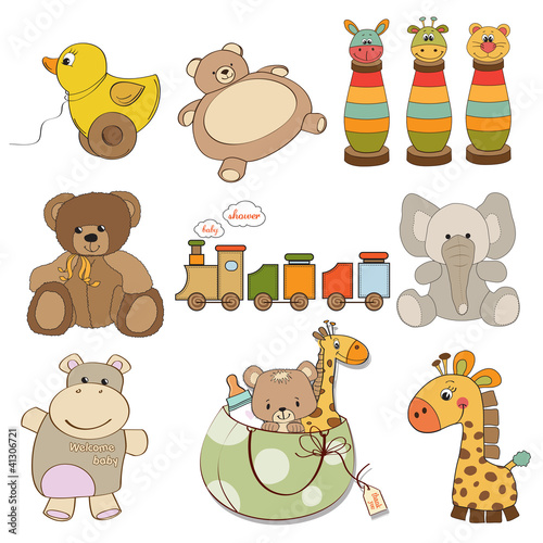 Vector: illustration of different toys items for baby illustration of different toys items for baby