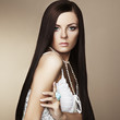 Fashion photo of beautiful woman with magnificent hair
