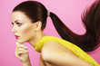 Fashion photo of beautiful woman with ponytail Fashion photo of beautiful woman with ponytail