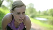 Video: Portrait of tired athlete woman resting, close up Portrait of tired athlete woman resting, close up