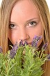 woman with lavender woman with lavender