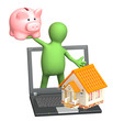 Puppet with piggy bank and house